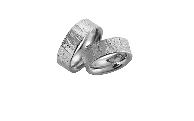 45035+45036-wedding rings, white gold 750